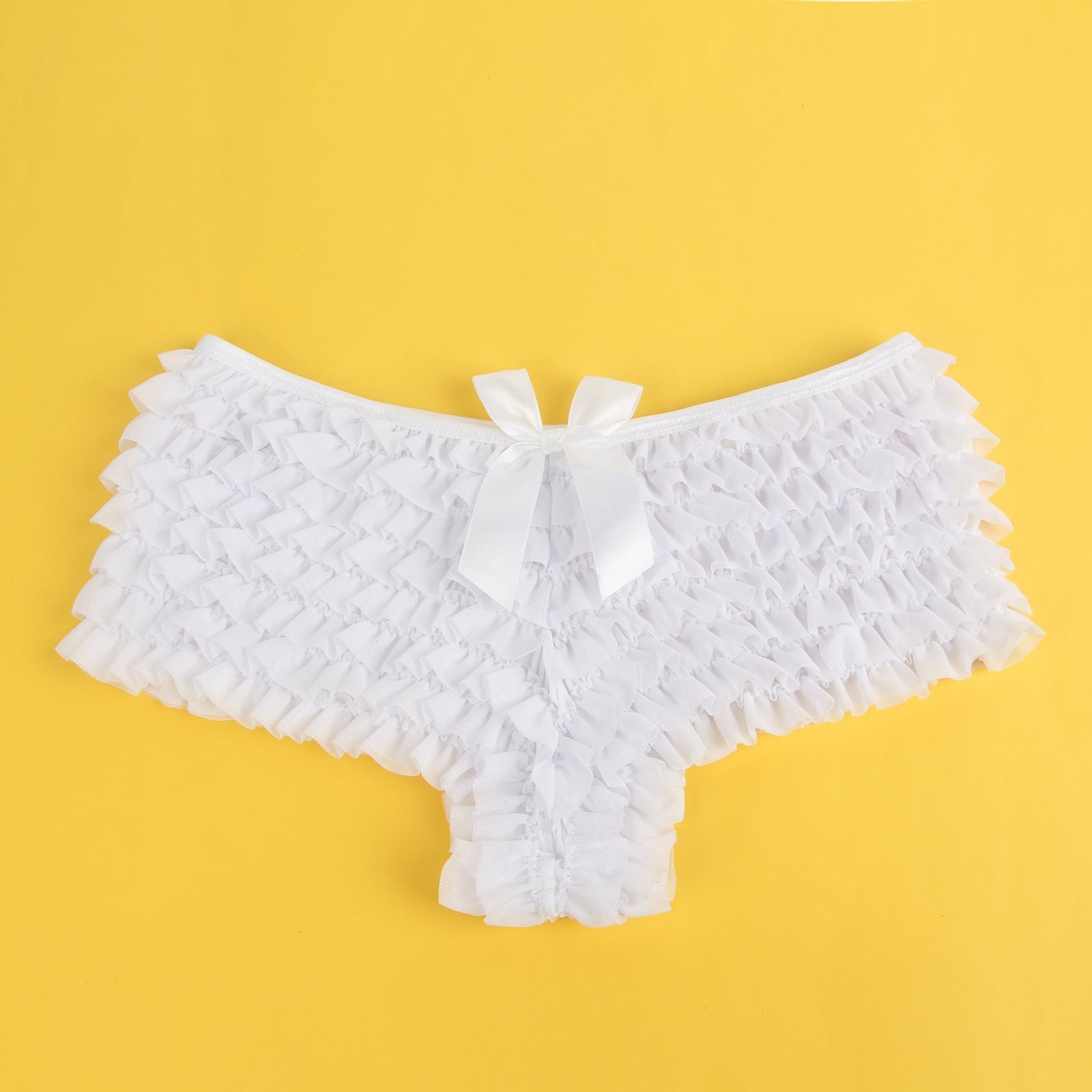 White Sexy Mesh Swimsuit Cloth Ruffled Women Underwear With Bow - Image 10
