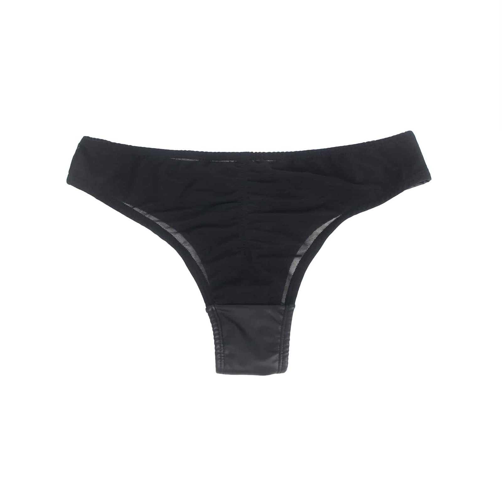 Black Sexy PU Leather Mesh Zipper Women Underwear - Image 10
