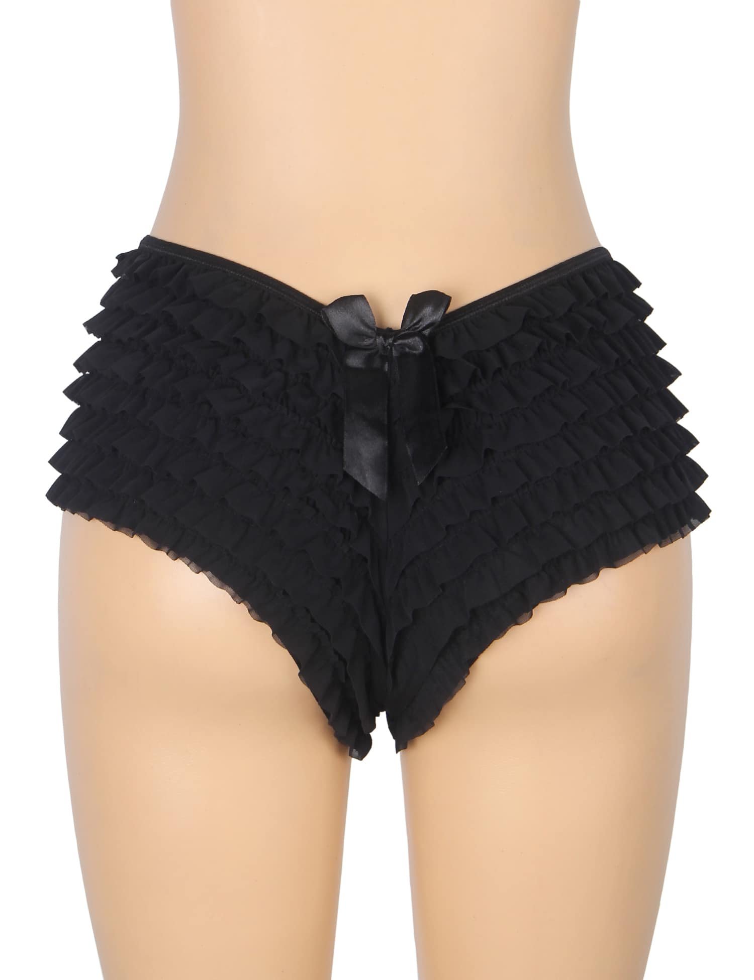 Black Sexy Mesh Swimsuit Cloth Ruffled Women Underwear With Bow - Image 9