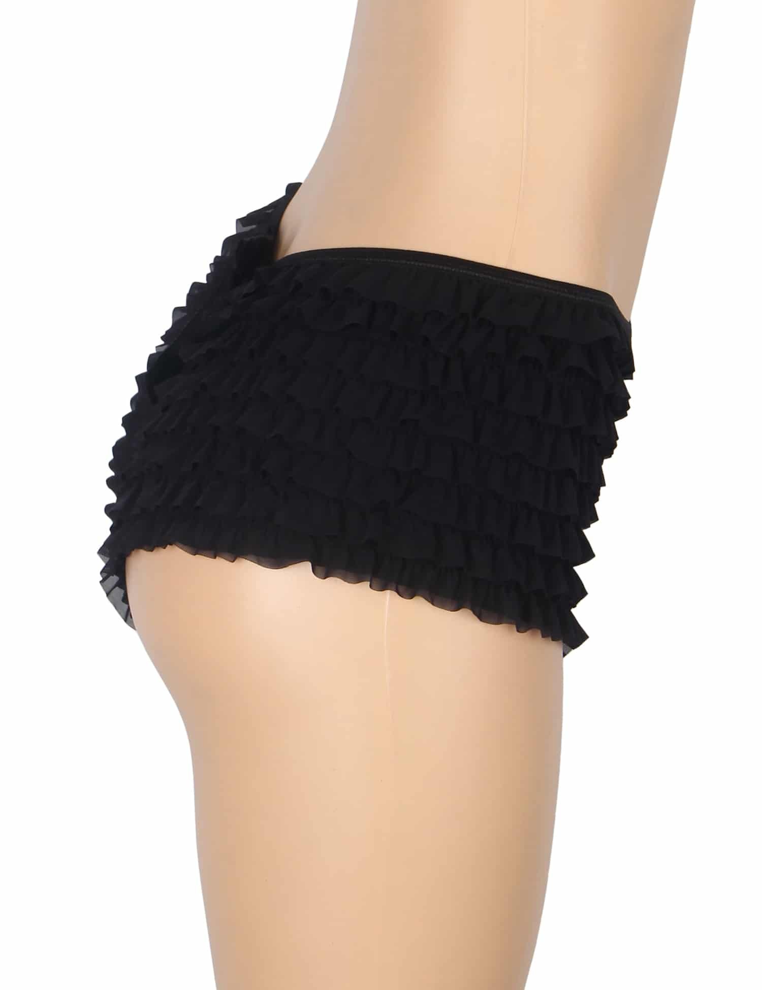 Black Sexy Mesh Swimsuit Cloth Ruffled Women Underwear With Bow - Image 8