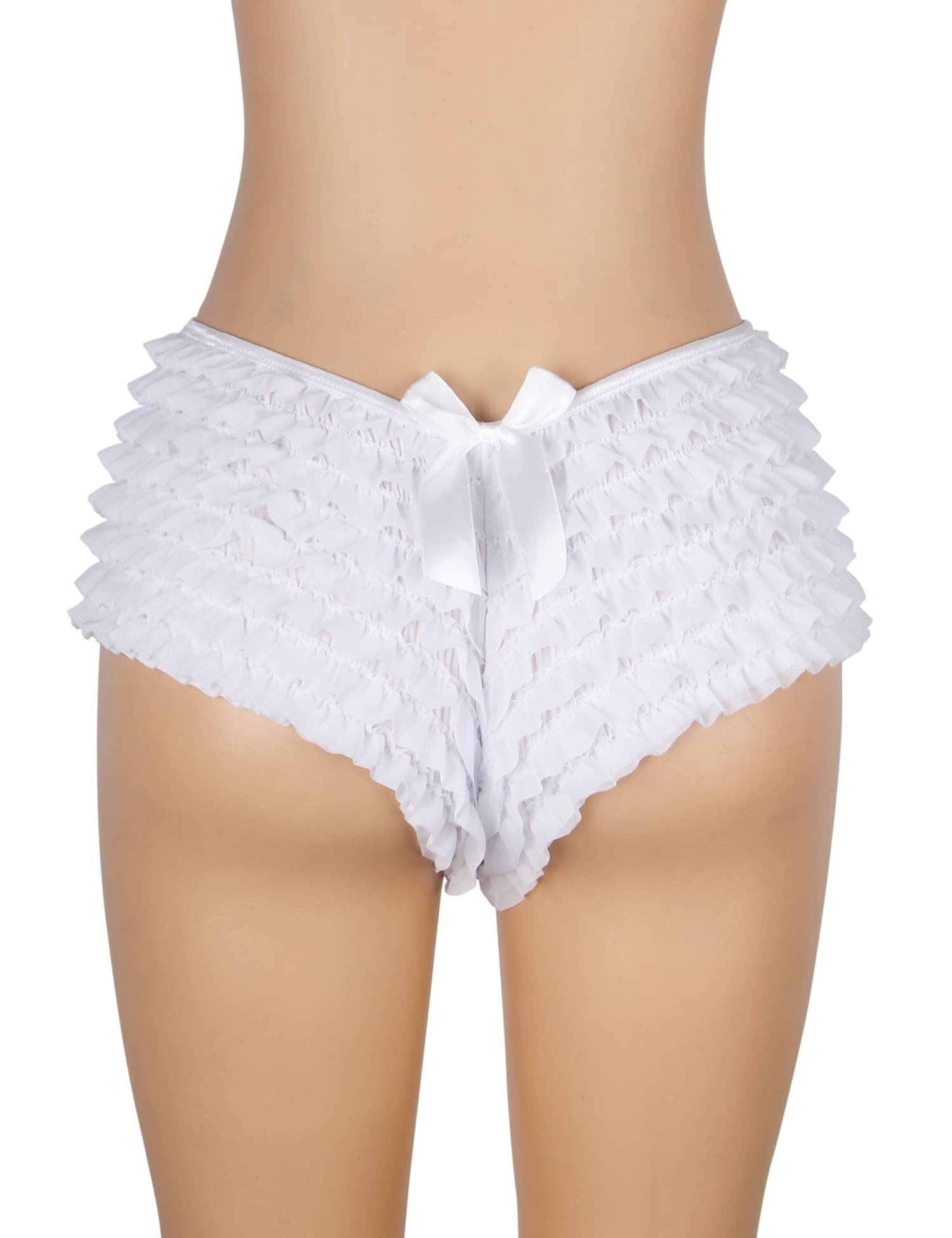 White Sexy Mesh Swimsuit Cloth Ruffled Women Underwear With Bow - Image 9