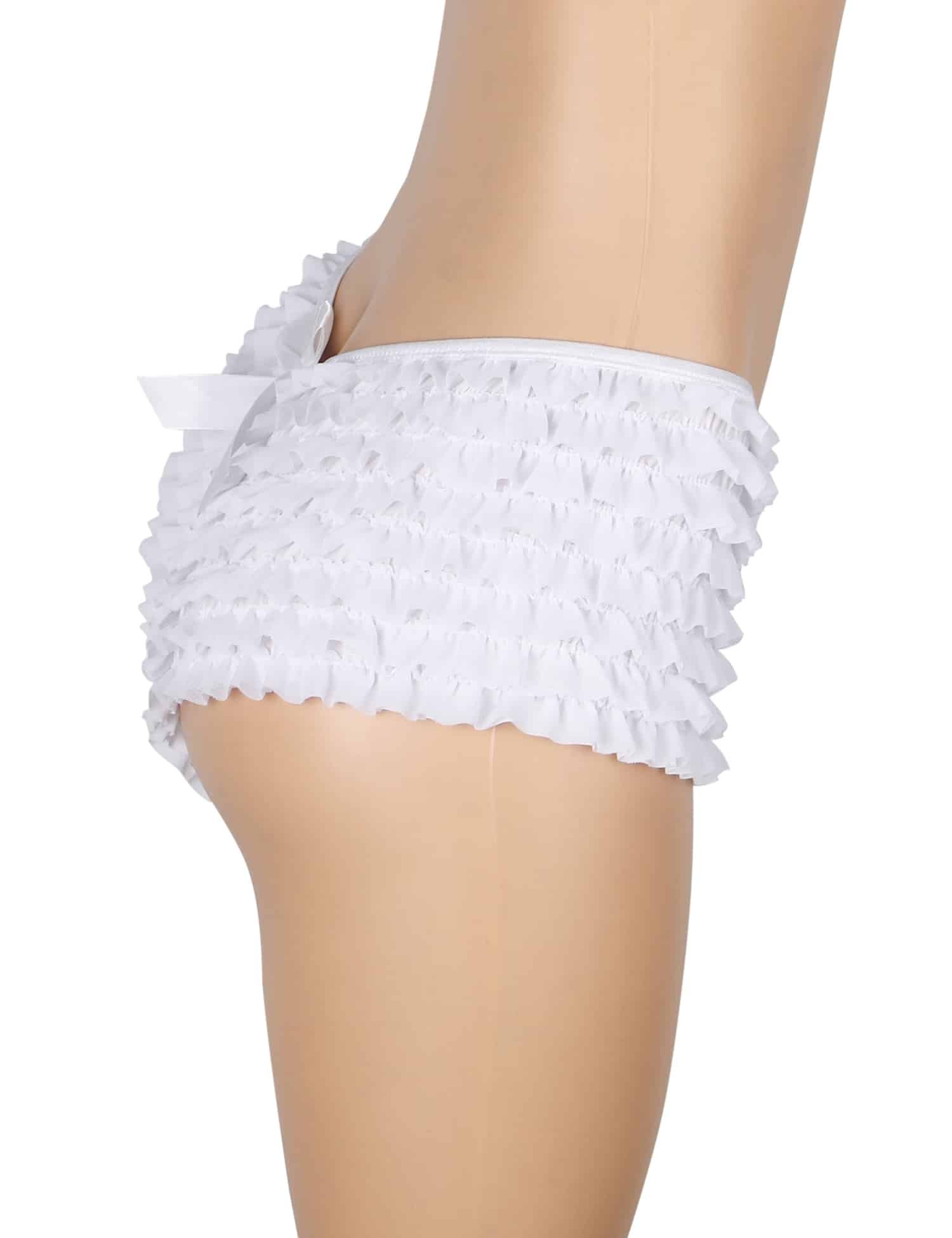 White Sexy Mesh Swimsuit Cloth Ruffled Women Underwear With Bow - Image 8