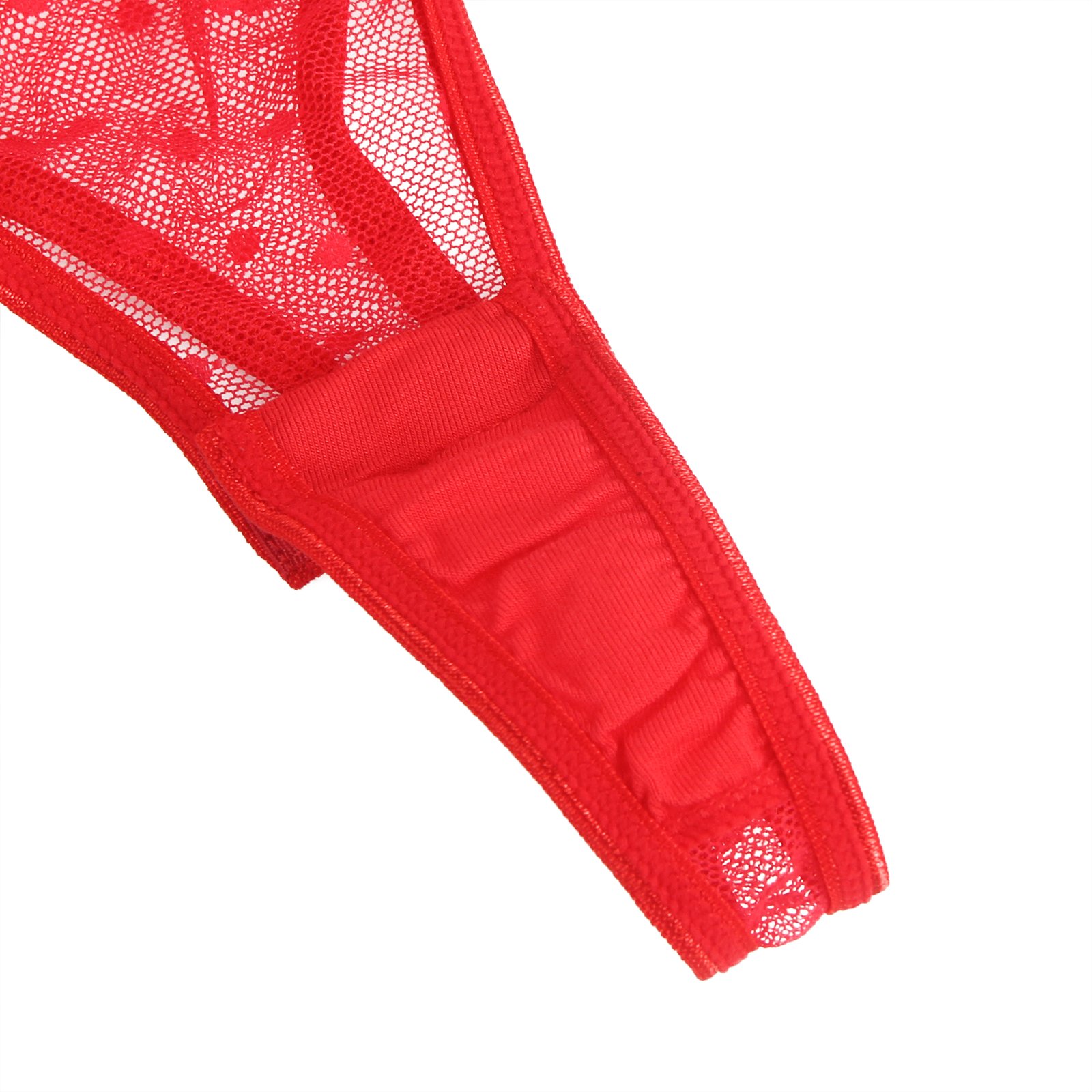 Red Sexy Embroidery Lace Hollow Suspender Bodysuit - Image 17