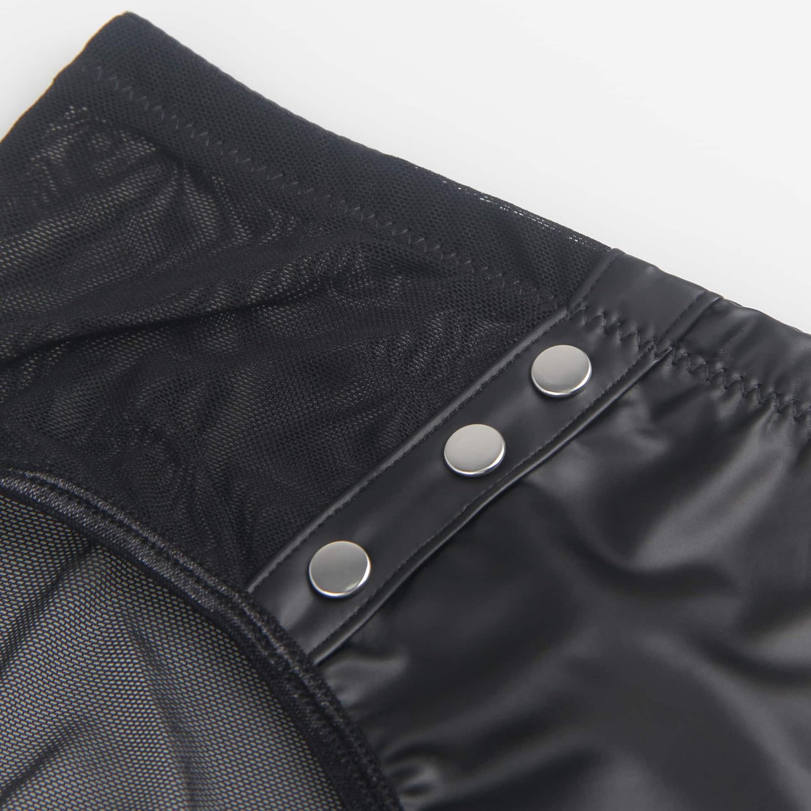 Black Sexy PU Leather Mesh Rivet Women Underwear - Image 14