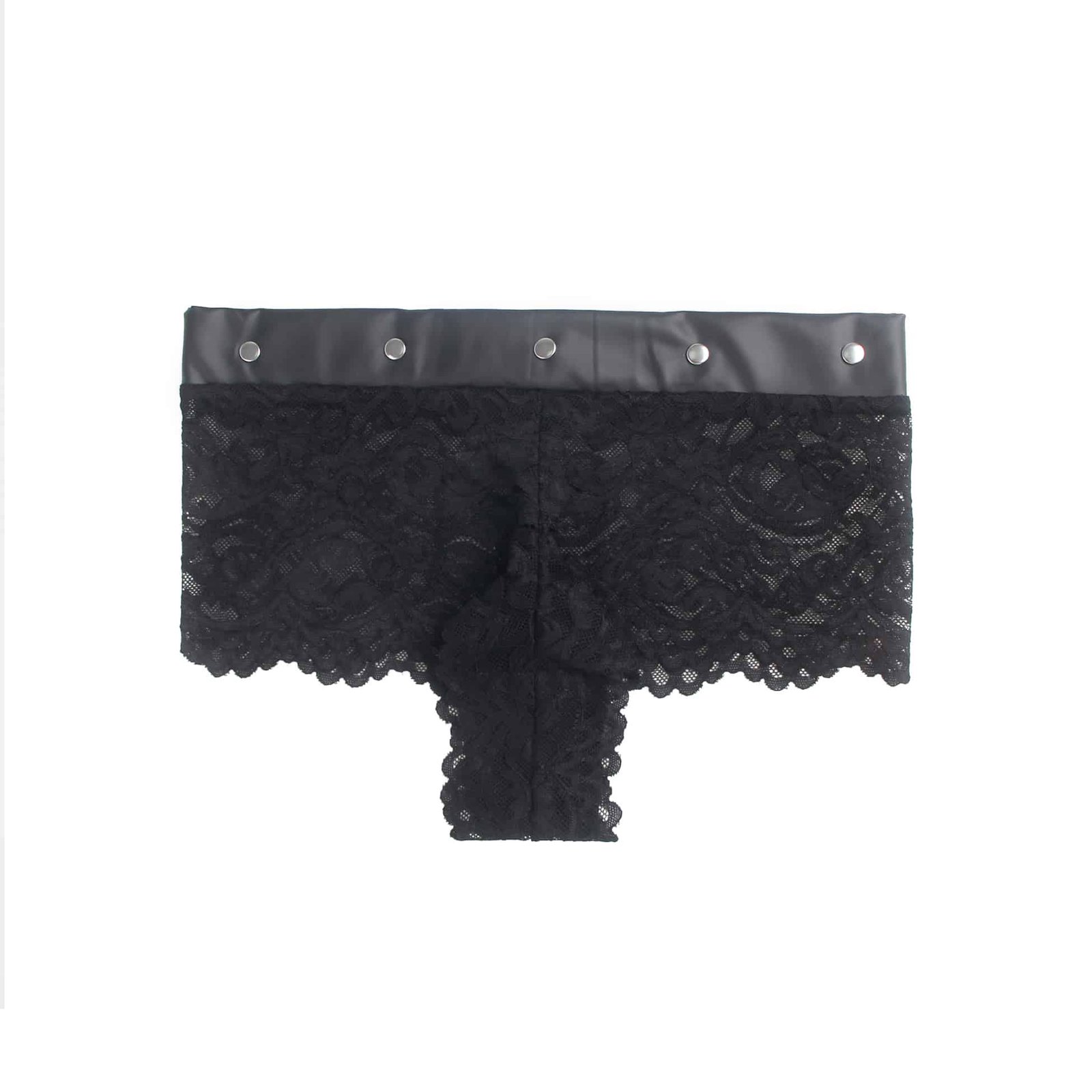 Black Sexy Lace Rivet PU Leather Waistband Women Underwear - Image 13