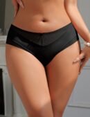 Black Sexy Striped Fabric And Mesh Bow Women Underwear