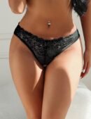 Black Lace Sexy Cross Straps Women Crotchless Panty