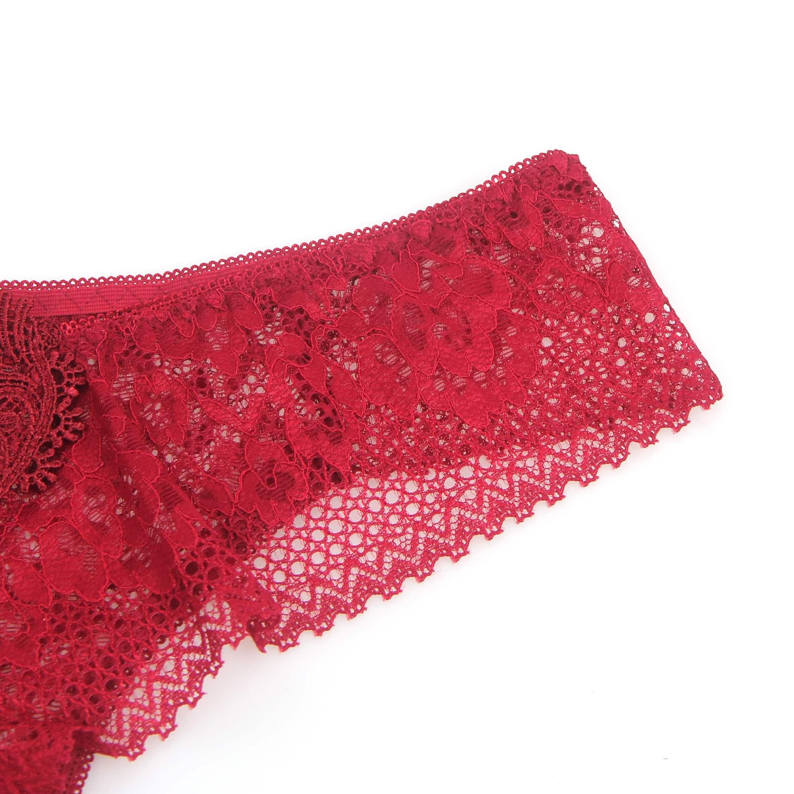 Burgundy See Through Sexy Lace Women Panty - Image 11