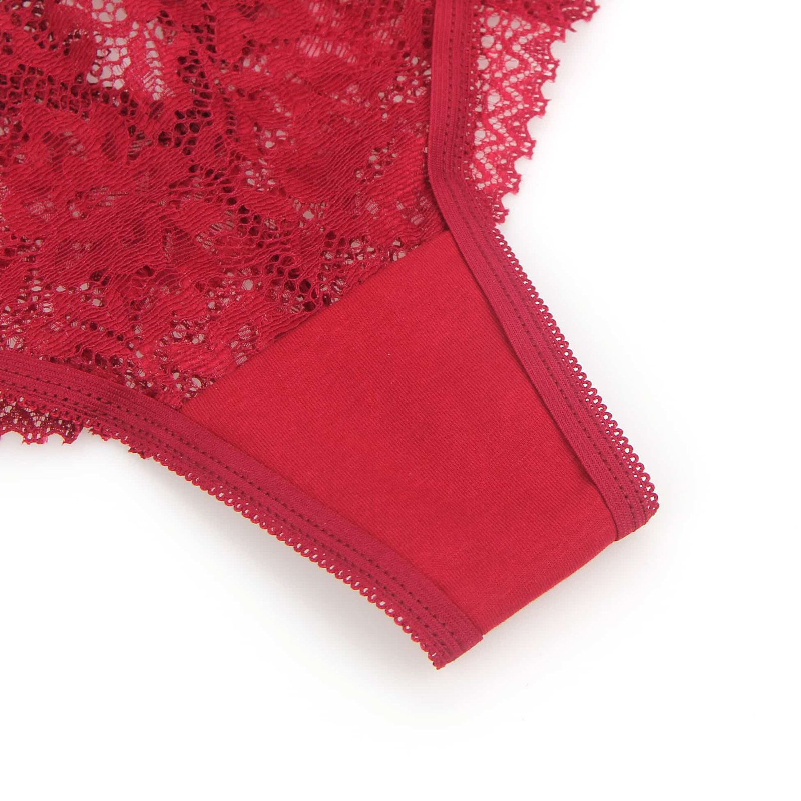 Burgundy See Through Sexy Lace Women Panty - Image 13